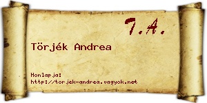 Törjék Andrea névjegykártya